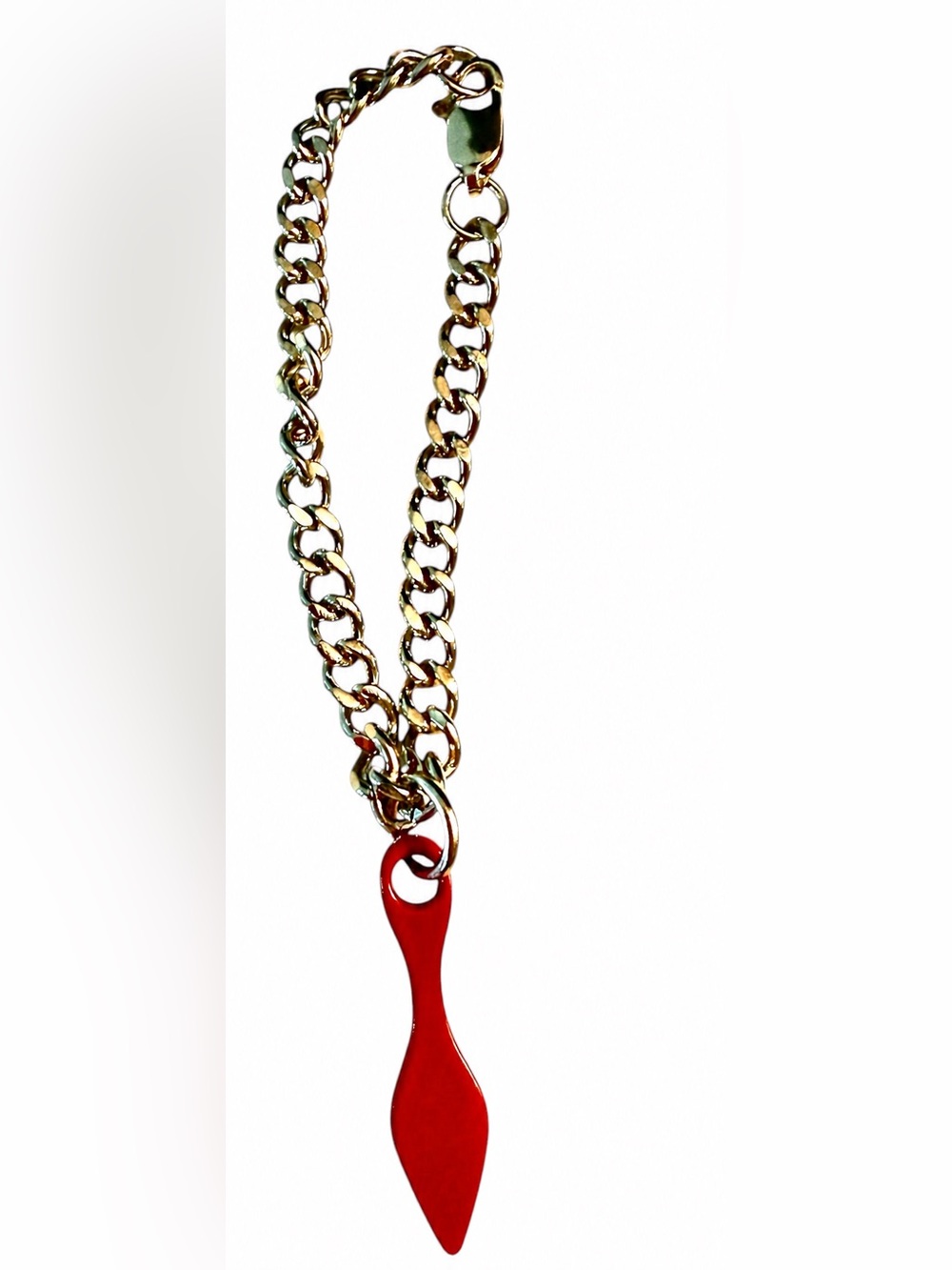 Christian Louboutin Red Bottom Stiletto Charm With Gold-Tone Chain NIB
